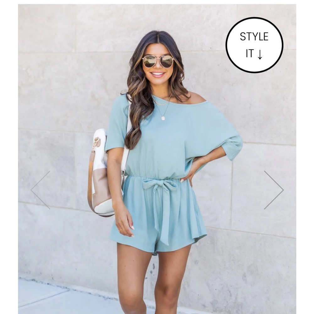 Pink Lily Ready for Anything Gray Knit Tie Back Romper